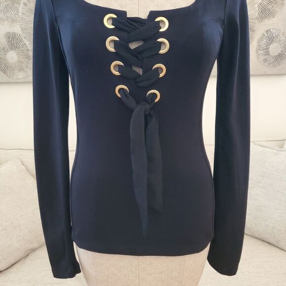 Free People 'Looking Back' Lace-Up Top - size Small in Black - Picture 6 of 13